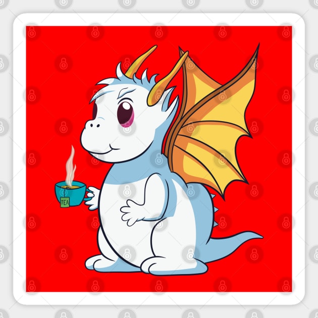 Cute Dragon with Cup of Tea Magnet by micho2591